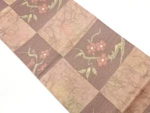 市松に花模様織出し袋帯